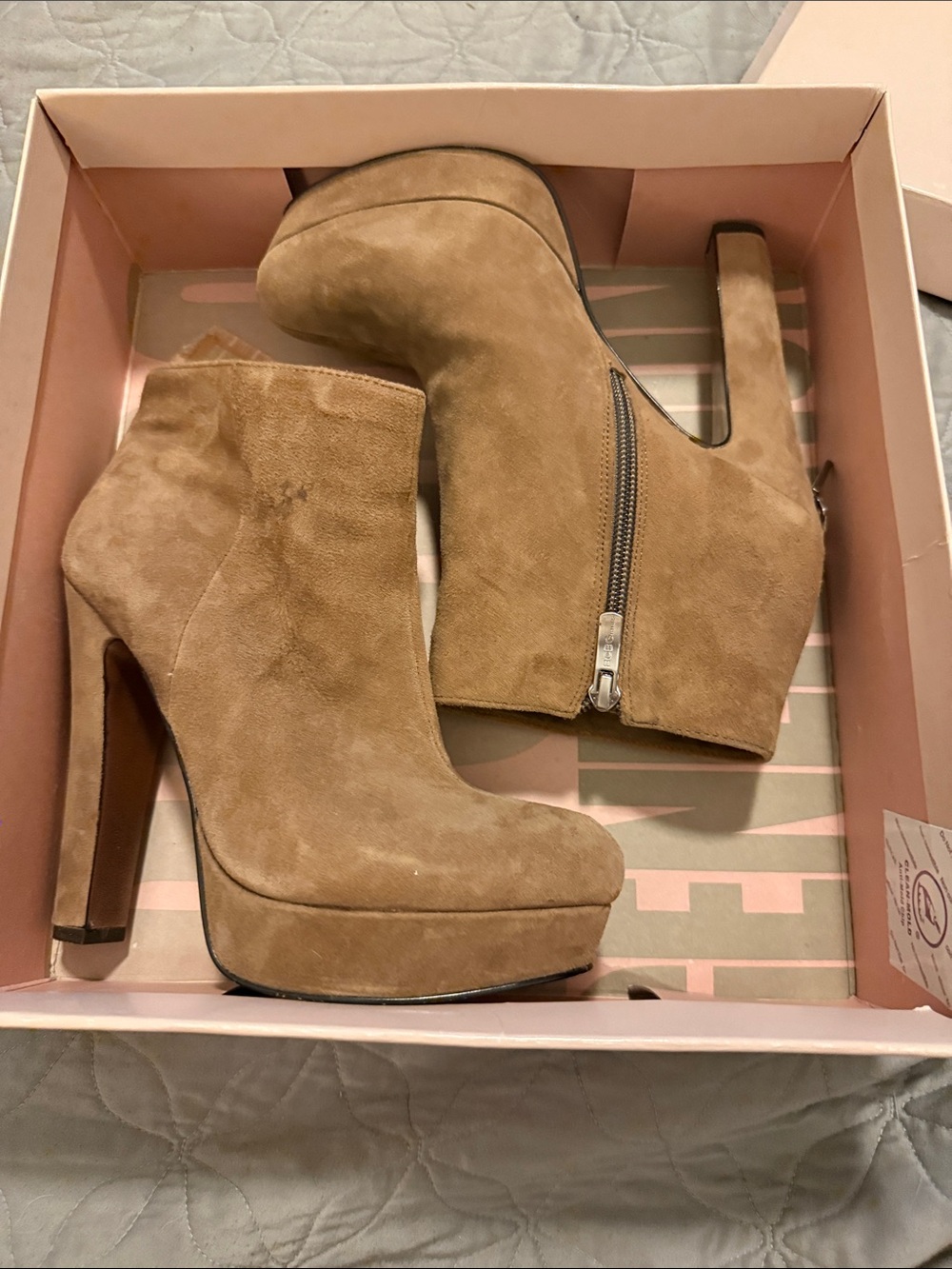 BCBGeneration Women's Suede Platform Ankle Boots - Tan